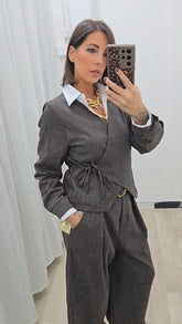 COORDINATO PORTAFOGLIO MARRONE/GRIGIO